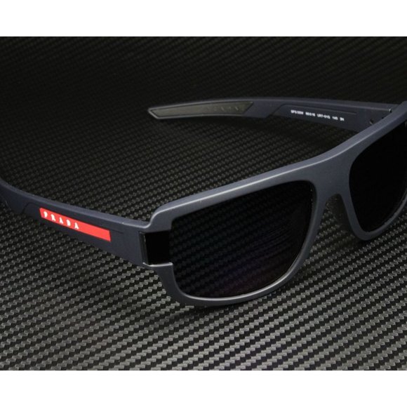 Prada Linea Blue Rubber Men's Sunglasses - Picture 1 of 6